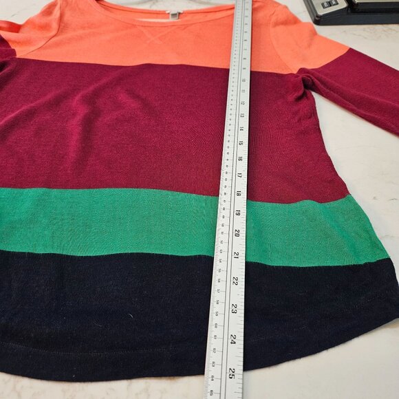 J.Crew Colorblock Lightweight Sweater Medium Linen Blend  Boatneck Preppy - Picture 5 of 8